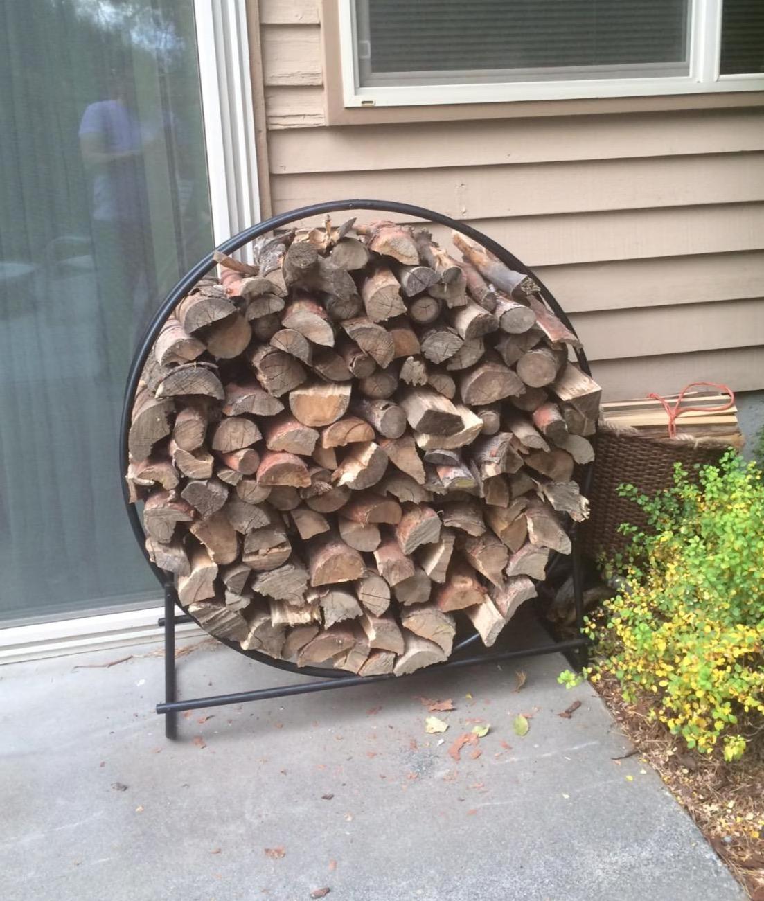 Steel Log Hoop Firewood holder hoop wood rack outdoor round heavy duty metal wood log storage rack