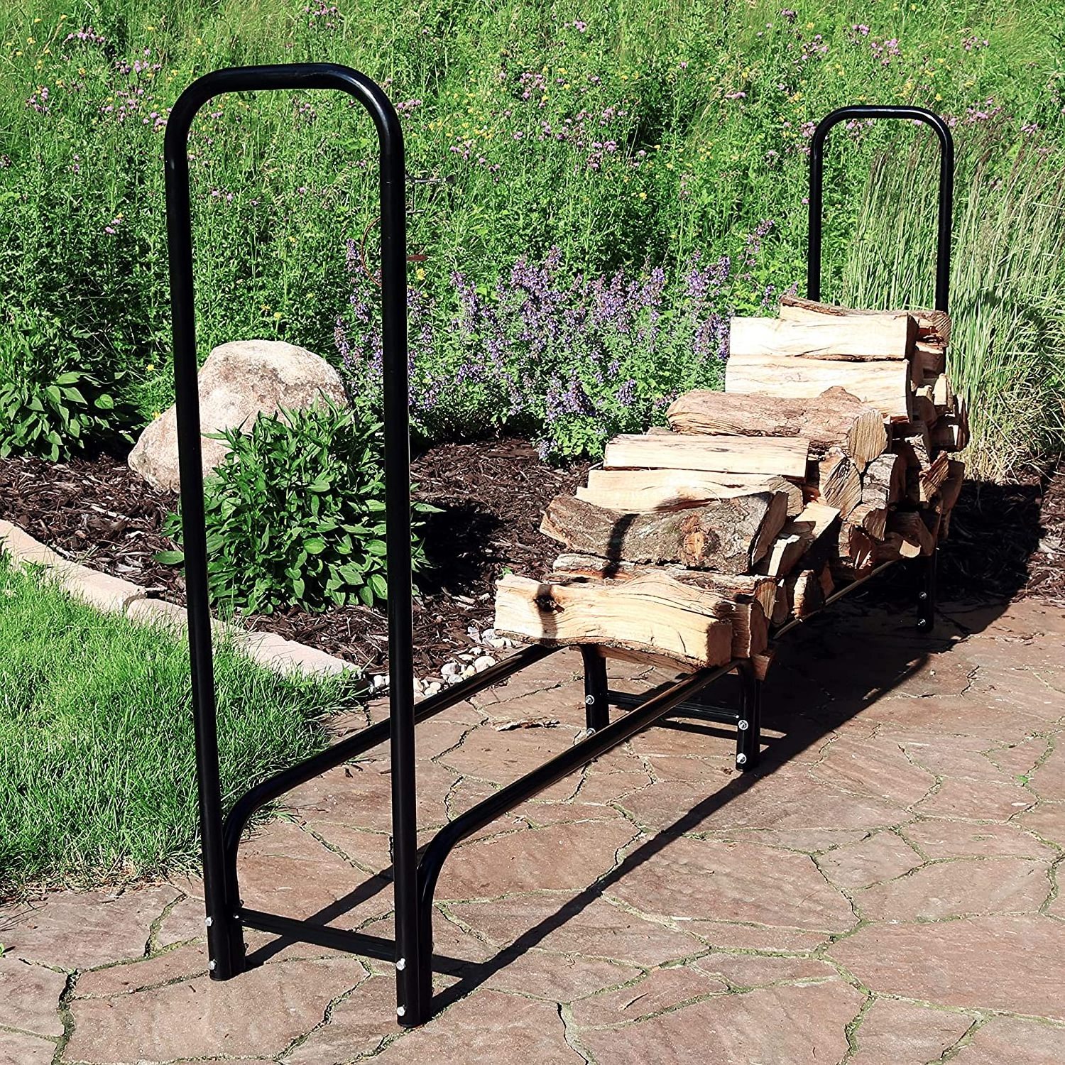 Outdoor 8 feet heavy duty firewood rack stand Fireplace Log Holder Firewood Log Storage Rack Bracket