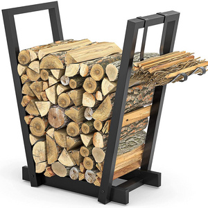 Firewood Rack Log Holder 20 Inch Fire Wood Rack Storage Stand with Kindling Holder for Indoor Fireplace