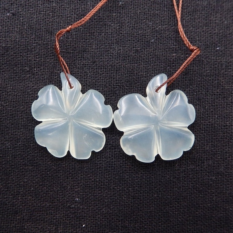 Lovely Gift Four-leaf Clover Leaf Pendant, 2PCS Nephrite Jade Gemstone Pendant Beads Set, Natural Nephrite Stone