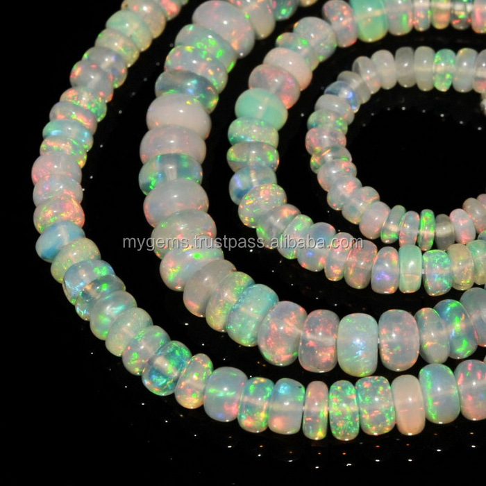 Natural Ethiopian Fire Opal 4-6mm Smooth Beads