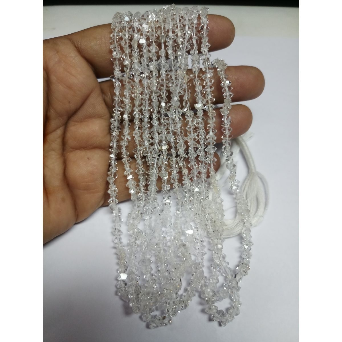 3mm to 5mm natural herkimer crystal quartz Rough Anklets Chips Chunks Uncut Nuggets Beads Wholesale Price New Arrival 16 Inch