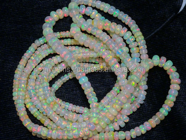 Natural Ethiopian Fire Opal 4-6mm Smooth Beads