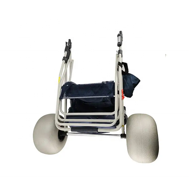 Cooler Four Wheel Beach Folding Fishing Trolley Dolly Balloon Tires Beach Cart For Sand Big Wheels