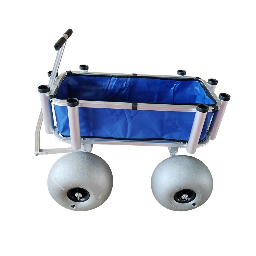 Heavy Duty Aluminum 4 Wheel all Terrain Hand Truck Balloon Wheel Beach Fishing Wagon Cart