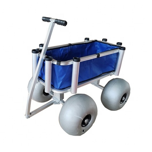 Heavy Duty Aluminum 4 Wheel all Terrain Hand Truck Balloon Wheel Beach Fishing Wagon Cart