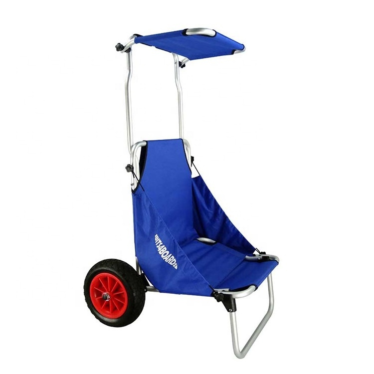 OEM Portable Folding Fishing Chair Beach Wagon Trolley Cart with Canopy for Fishing