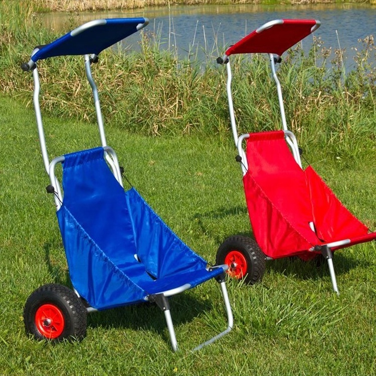 Folding Rolling Aluminum Fishing Trolley Cart Fish Cart Caddy Surf Fishing Beach Cart for Camping