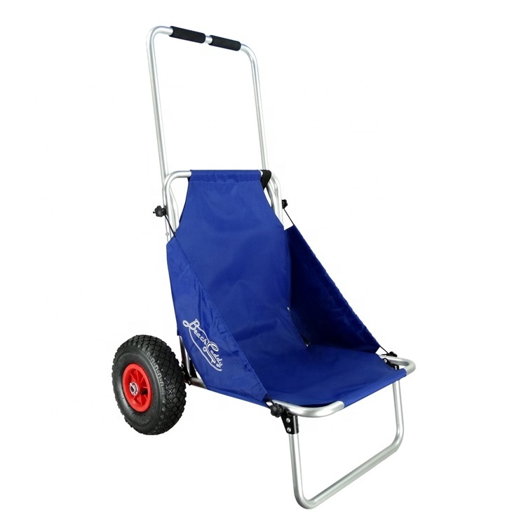 Convertible Rolling Aluminum Fishing Trolley Cart Fabric Beach Trolley Chair Caddy for Camping