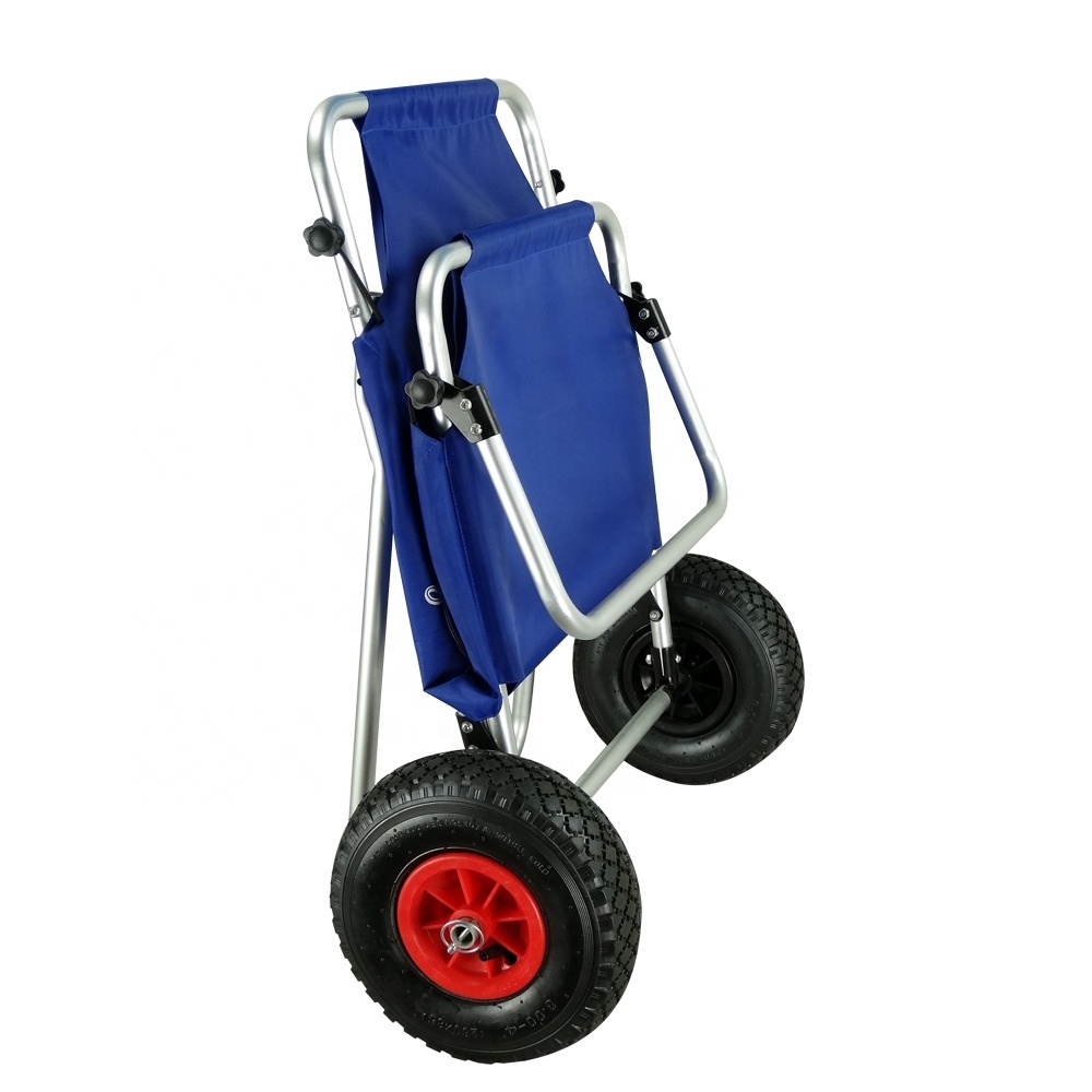 Convertible Rolling Aluminum Fishing Trolley Cart Fabric Beach Trolley Chair Caddy for Camping