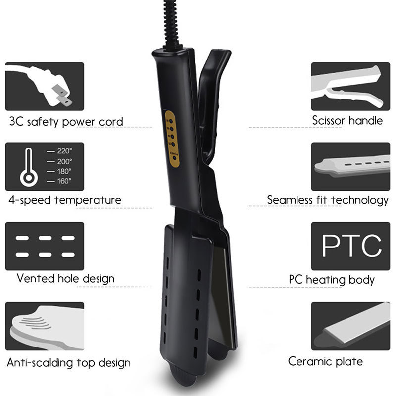 Hair Straightener Four-gear Temperature Adjustment Ceramic Tourmaline Hair Straightener