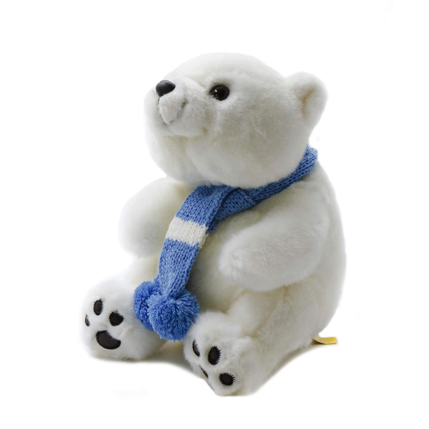 OEM Customized own design soft stuffed  holiday polar bear with scarf