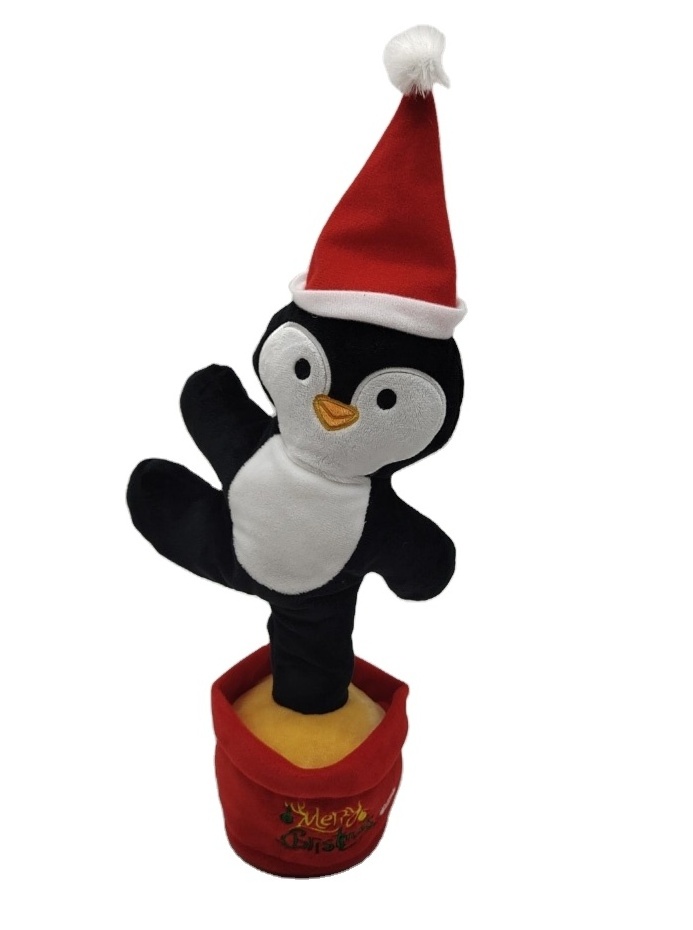 Customized Red hat  Hip Hop Penguin Christmas Singing Penguin plush toys