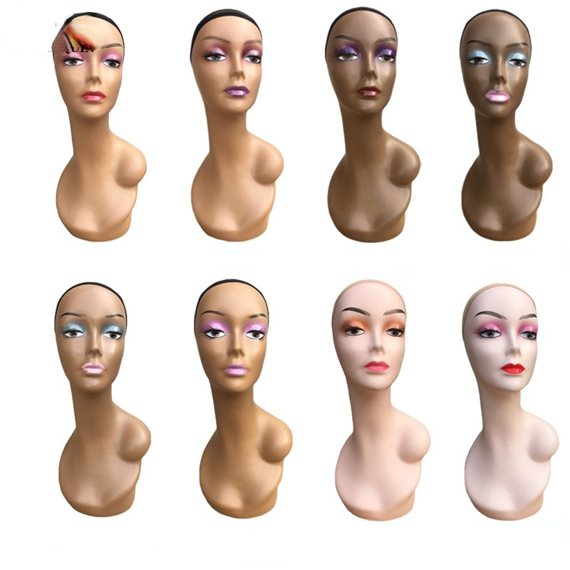 Realistic Female Mannequin Head Shoulder For Wigs Beauty Accessories Display Model Wig Head