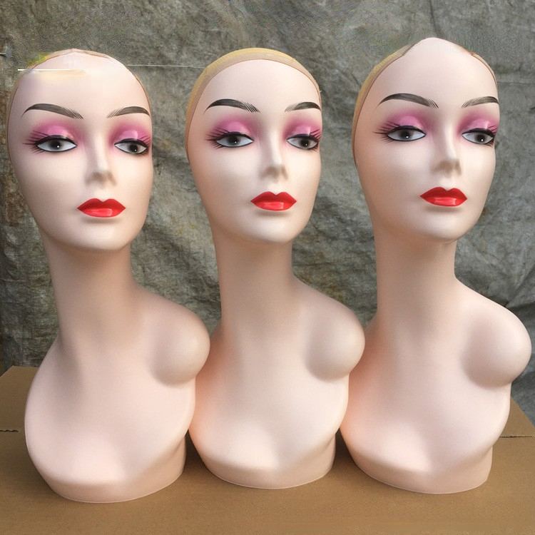 Realistic Female Mannequin Head Shoulder For Wigs Beauty Accessories Display Model Wig Head