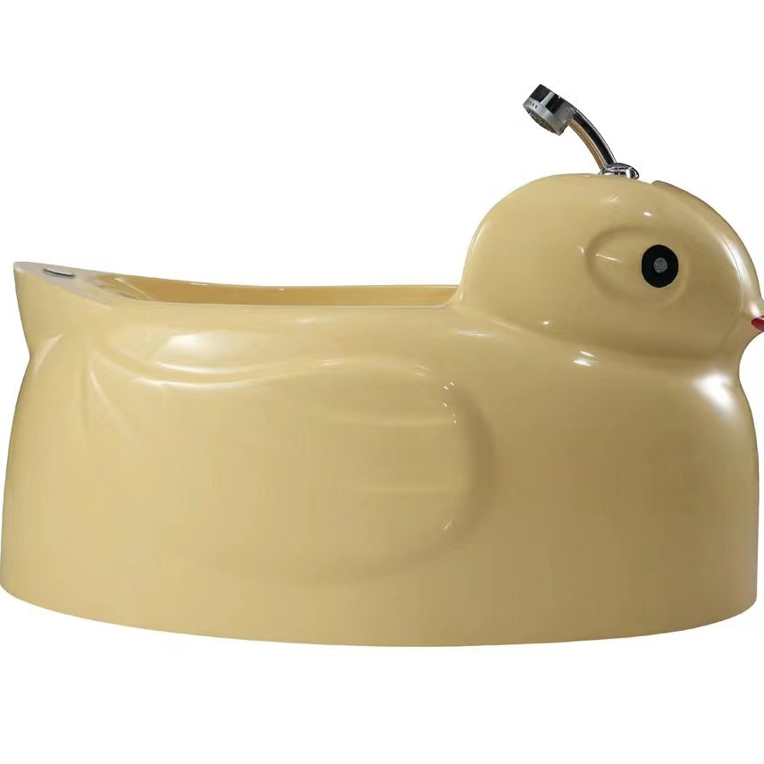 professional yellow duck  cartoon pet and baby spa bath air bubble tub with shower car pet and baby  bathtub