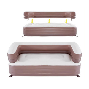 Luxury Outdoor Inflatable Sofa Bed Flocked PVC Mattress for Home Beach Camping Waterproof and Wear-Resistant