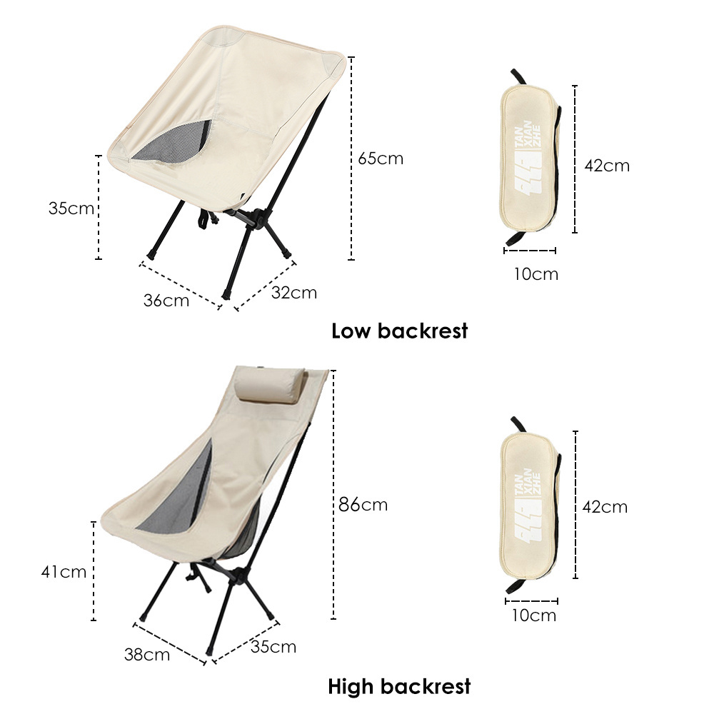 Outdoor Camping High Back foldable Moon Chair Folding Portable Metal Picnic Chair with Carrying Bag for Camp Travel Beach Hiking