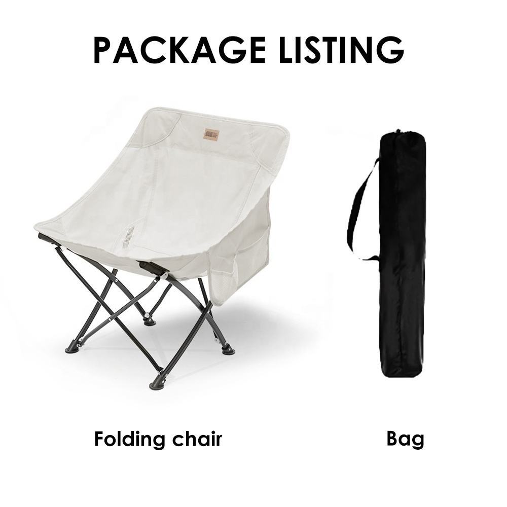 Camping Folding Moon Chairs Portable Mini Lightweight Steel Tube Outdoor Backpack Chair for Travel Picnic Beach Fishing Hiking