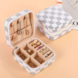 Multi-function jewelry box Portable leather jewelry storage box with lock