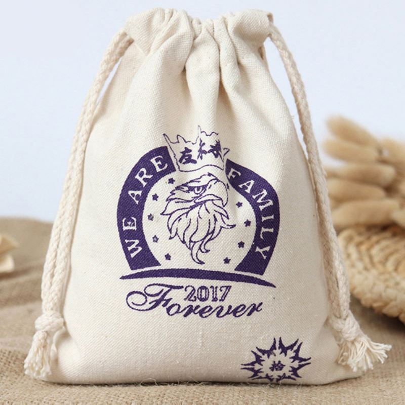 Custom Best Quality Cheap 100% Cotton Muslin Fabric Jewelry Gift Packaging Bags Cosmetic Pouch With Logo For Party Jewelry