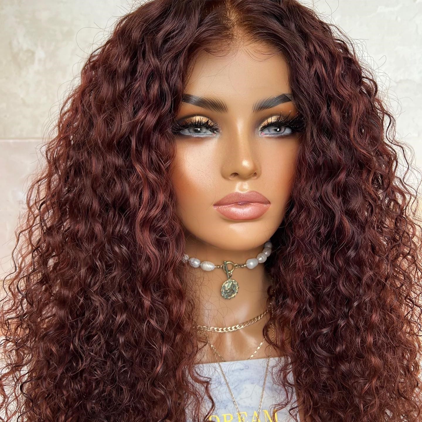 Freedom Thick Auburn Wig 180% Density Reddish Brown Color Curly 100% Virgin Remy Cuticle Human Hair Lace Front Wigs