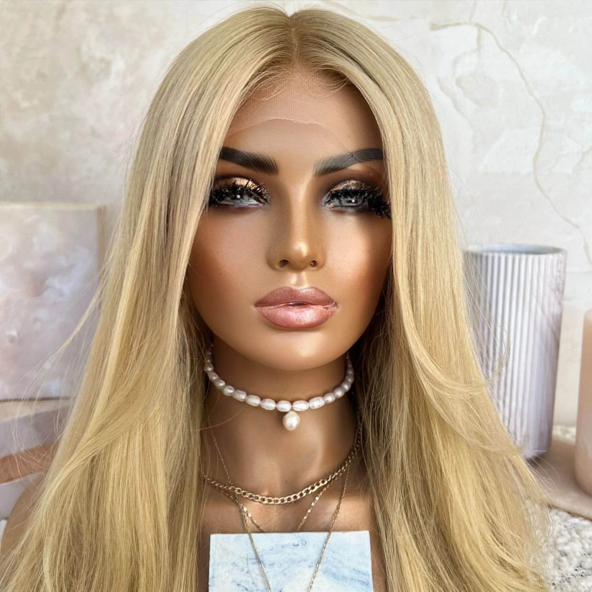 Wholesale Freedom Hair Baby Blonde Color Straight Wavy Virgin Russian Cuticle Aligned Hair Lace Front Wigs With Light Root