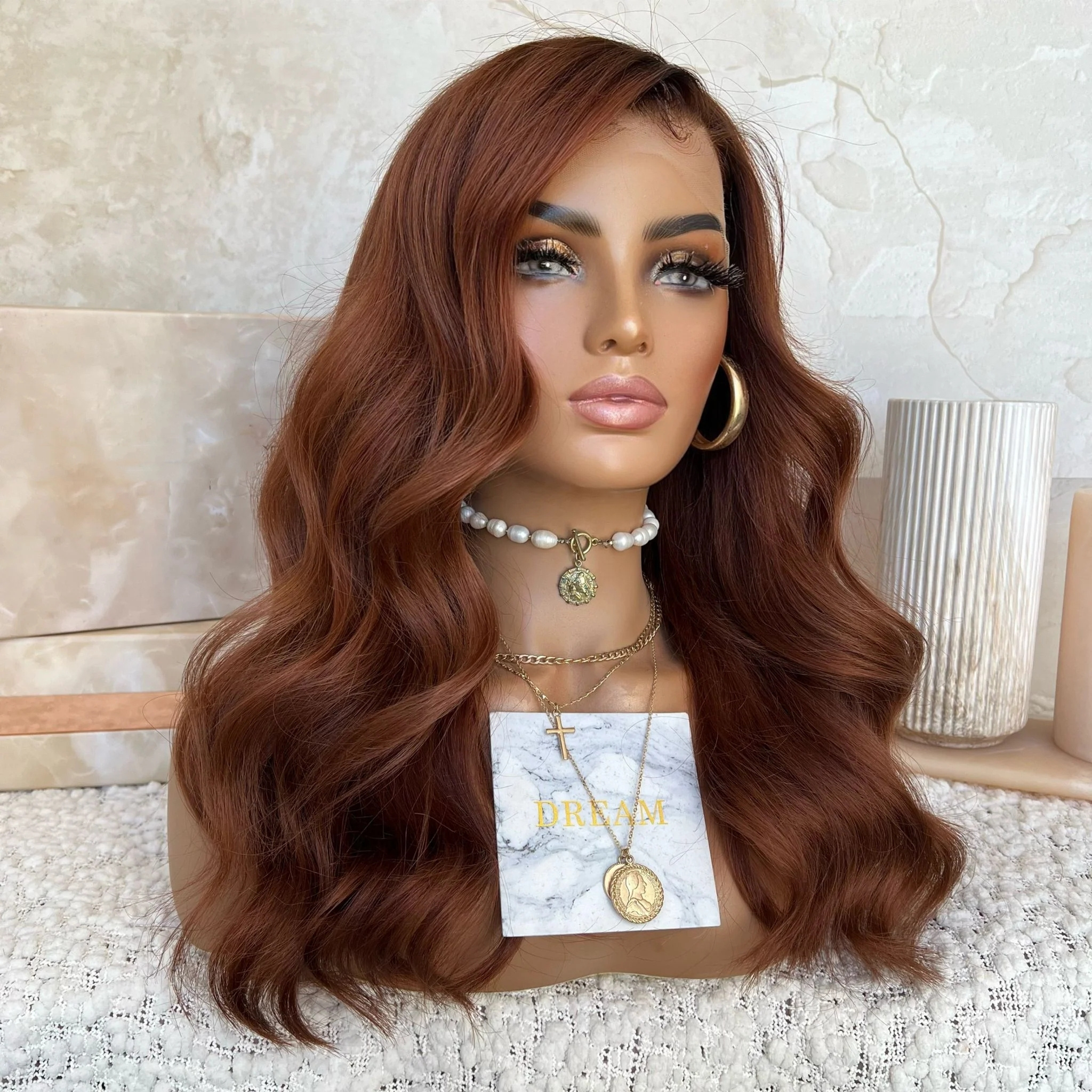 Freedom Quality Auburn Wig 150% Density Reddish Brown #33 Color 100% Virgin Remy Cuticle Human Hair Lace Front Wigs