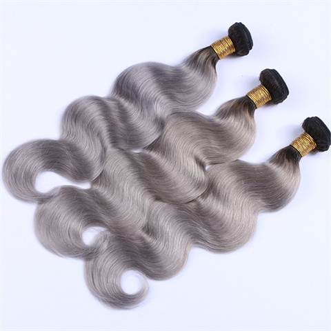 New arrival Malaysian remy hair ombre silver grey body wave hair weaving 1b/gray two tone Malaysian Virgin human hair