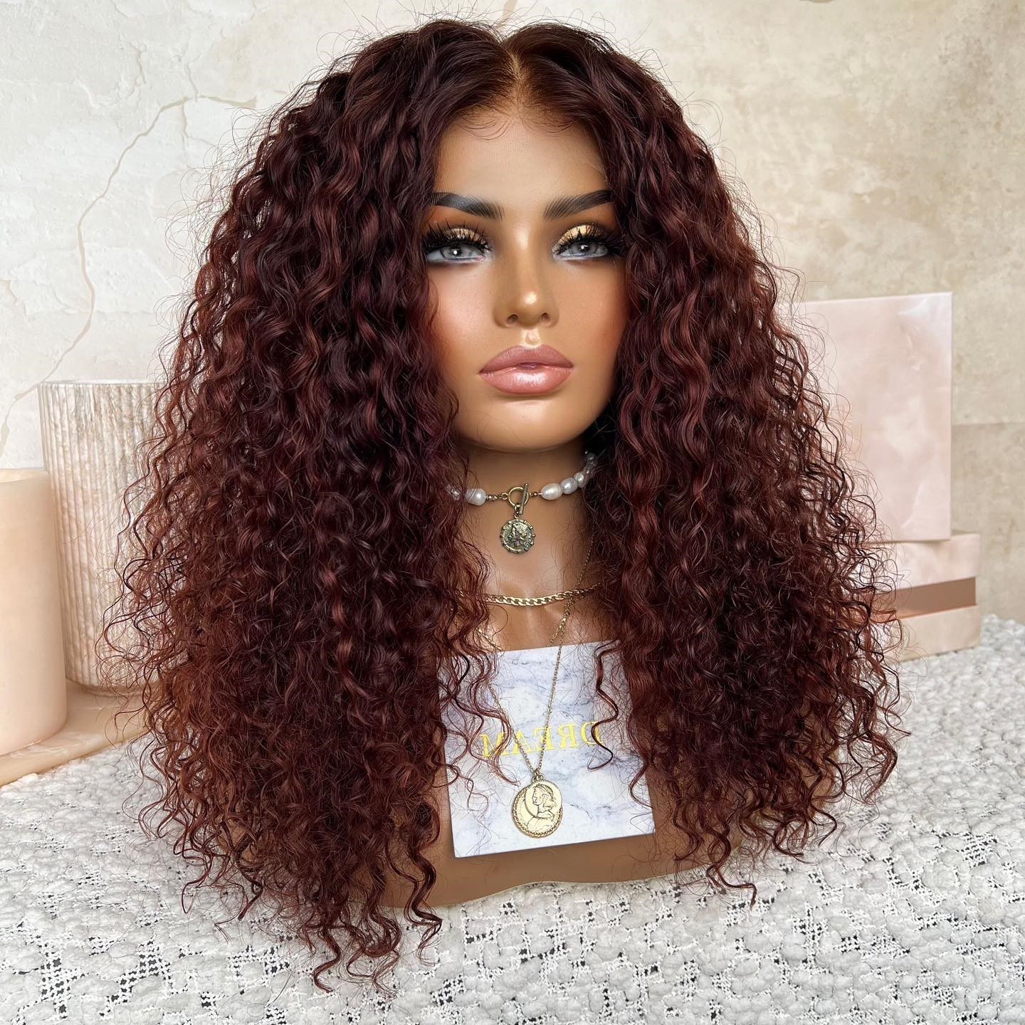 Freedom Thick Auburn Wig 180% Density Reddish Brown Color Curly 100% Virgin Remy Cuticle Human Hair Lace Front Wigs