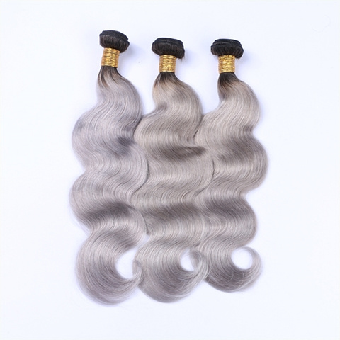 New arrival Malaysian remy hair ombre silver grey body wave hair weaving 1b/gray two tone Malaysian Virgin human hair