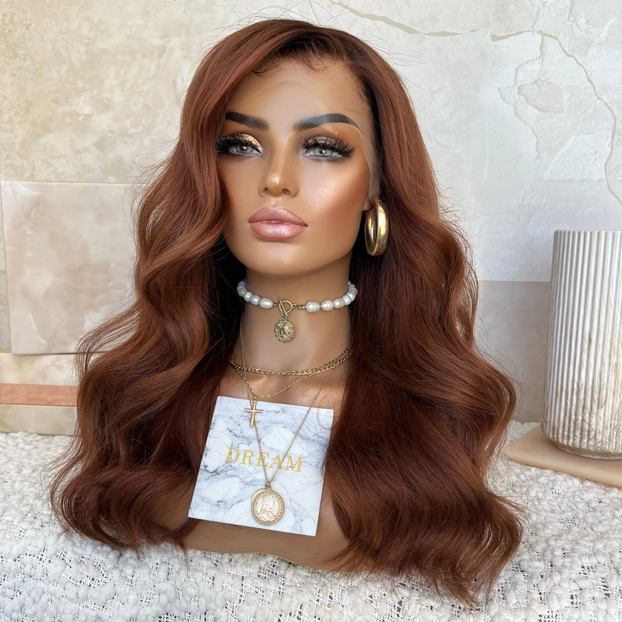 Freedom Quality Auburn Wig 150% Density Reddish Brown #33 Color 100% Virgin Remy Cuticle Human Hair Lace Front Wigs