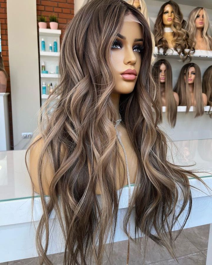 Jewish Quality Wig 150% Density Ombre Brown Color Wave Raw Cuticle Aligned European Hair Swiss Lace Front Wigs For White