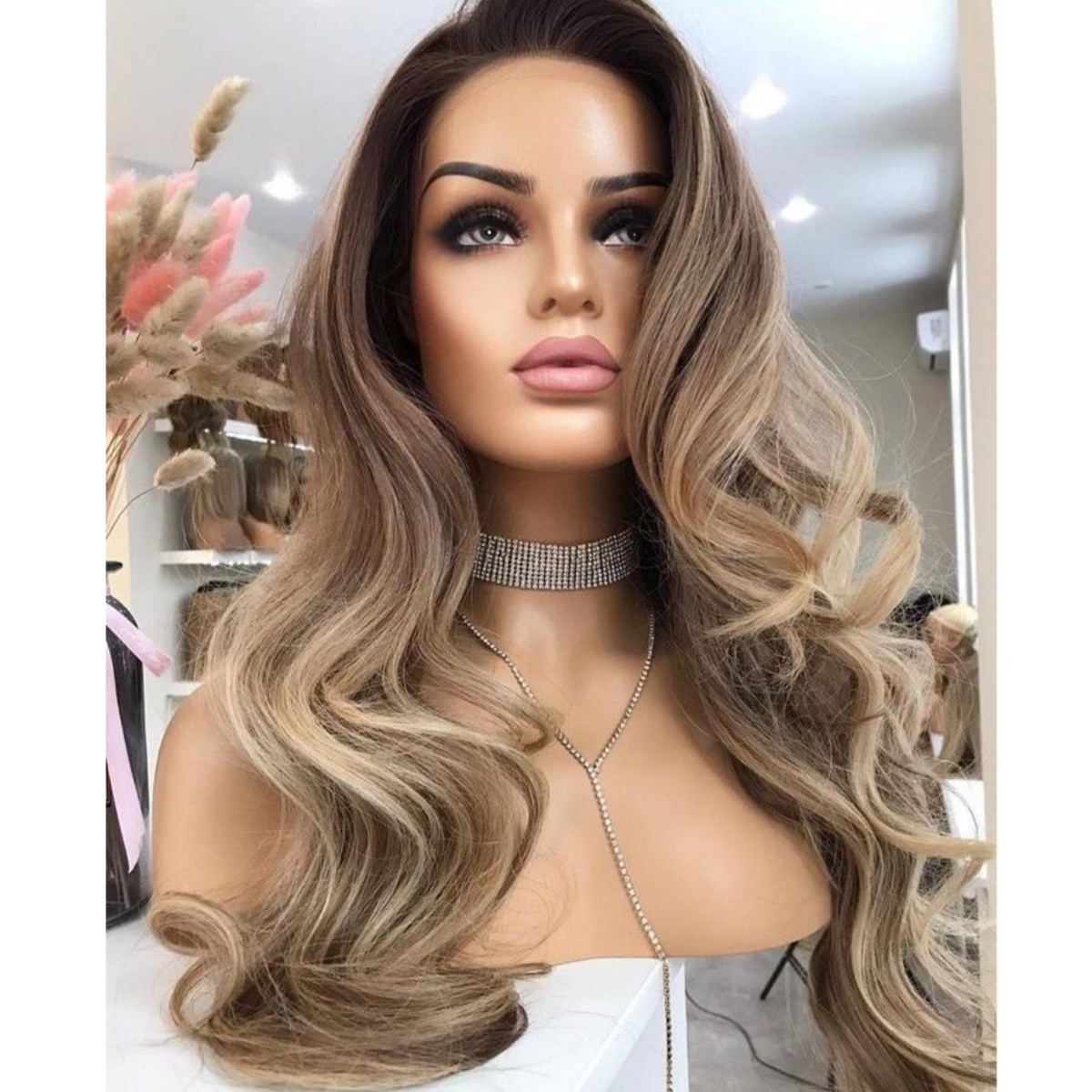 Jewish Quality Wig 150% Density Ombre Brown Color Wave Raw Cuticle Aligned European Hair Swiss Lace Front Wigs For White