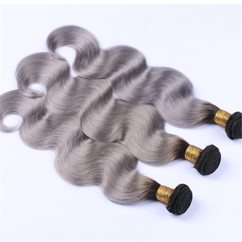 New arrival Malaysian remy hair ombre silver grey body wave hair weaving 1b/gray two tone Malaysian Virgin human hair