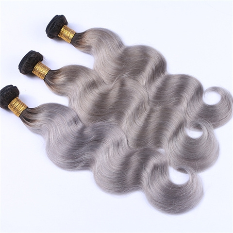 New arrival Malaysian remy hair ombre silver grey body wave hair weaving 1b/gray two tone Malaysian Virgin human hair