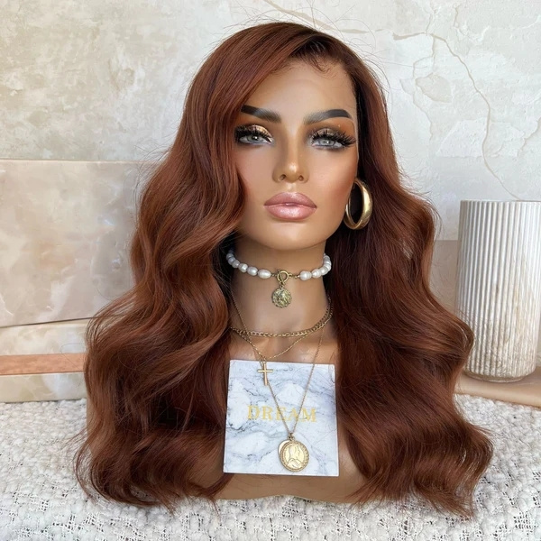 Freedom Quality Auburn Wig 150% Density Reddish Brown #33 Color 100% Virgin Remy Cuticle Human Hair Lace Front Wigs