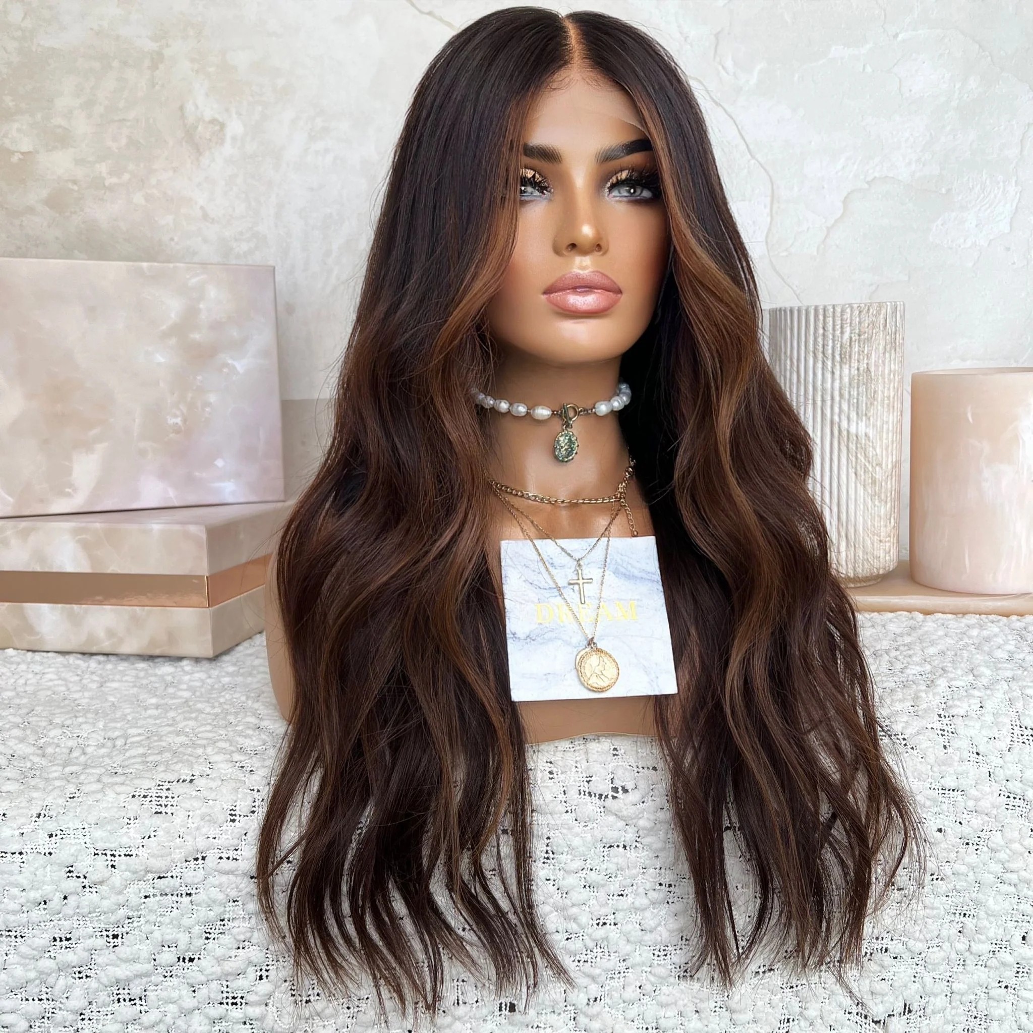 Freedom Quality Wig 150% Density #4 Brown Balayage Color Body Wave 100% Virgin Remy Cuticle Aligned Human Hair Lace Front Wigs