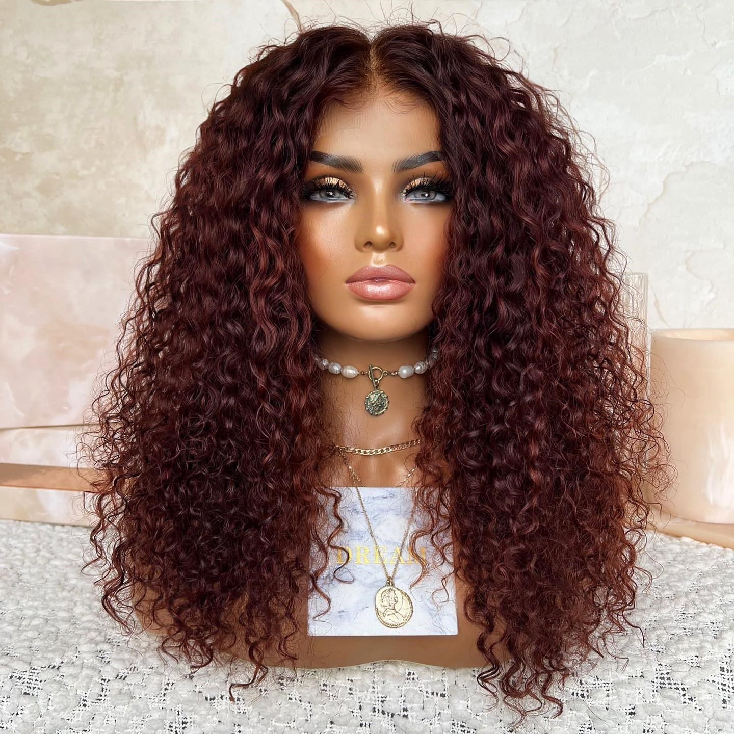 Freedom Thick Auburn Wig 180% Density Reddish Brown Color Curly 100% Virgin Remy Cuticle Human Hair Lace Front Wigs