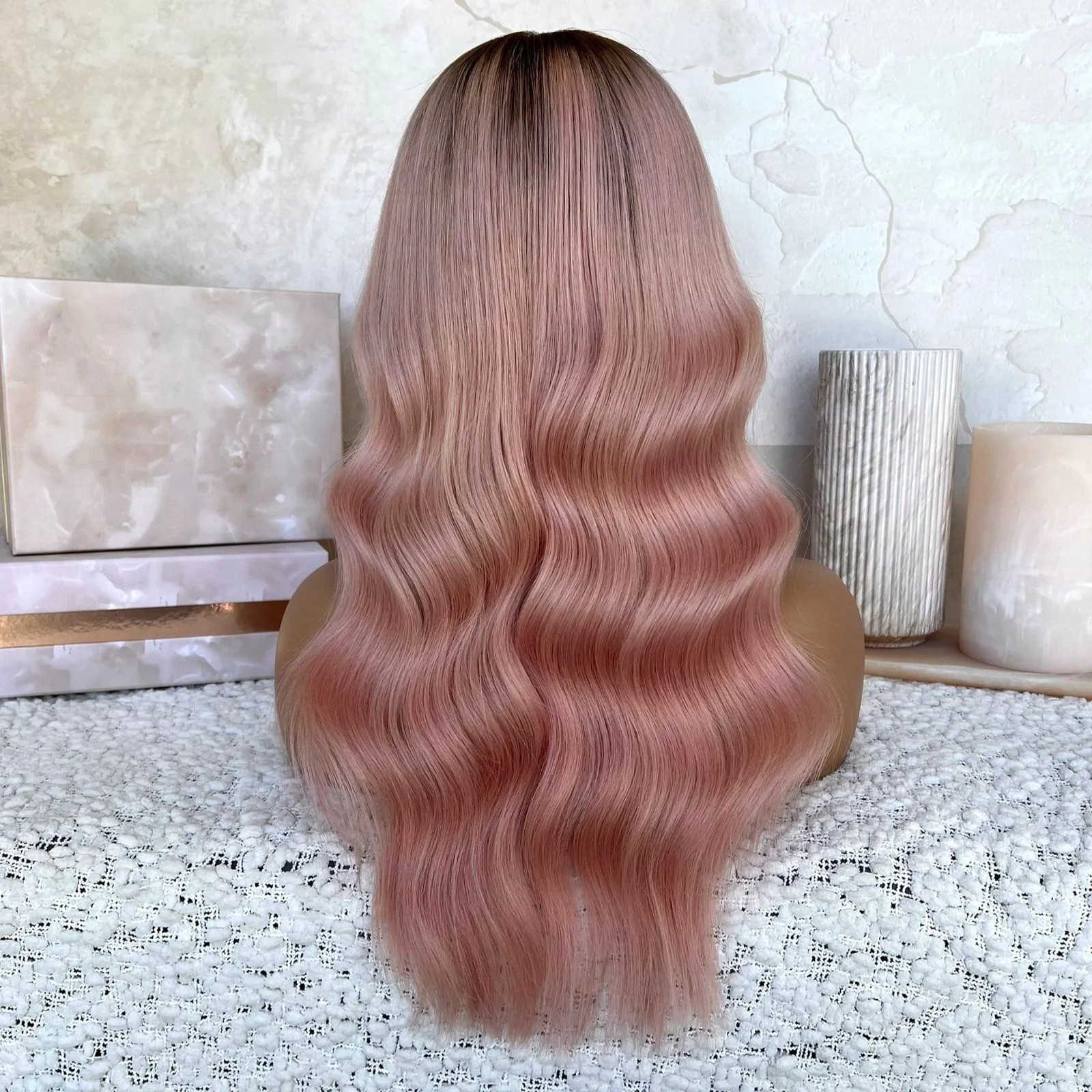 Freedom Quality Ombre Pink Color Body Wave Wig Virgin European Cuticle Aligned Hair HD Transparent Lace Front Wigs For Women