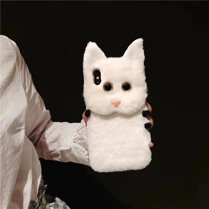 3D Handmade Fuzzy Fur Cute Cat Mobile Phone Case for iPhone 6 7 8 Plus X XR XS MAX