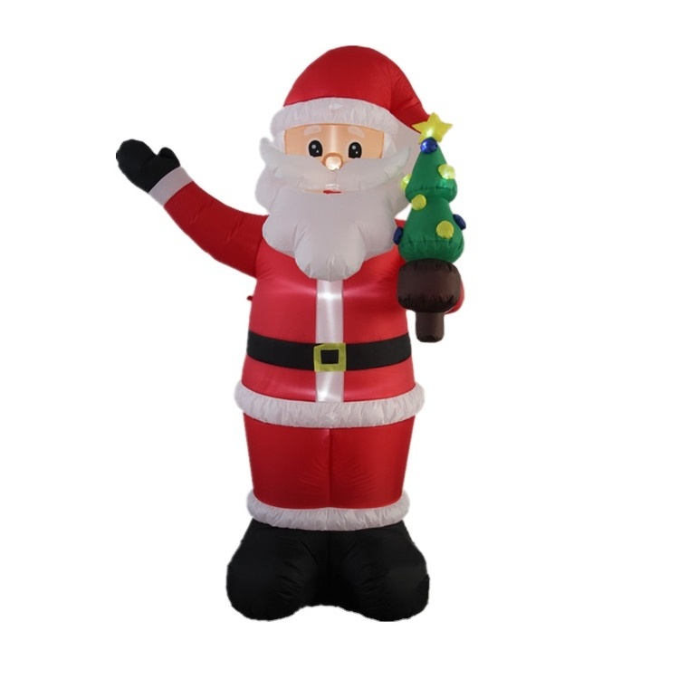 8FT Inflatable  christmas  santa hold a small tree for yard decoration