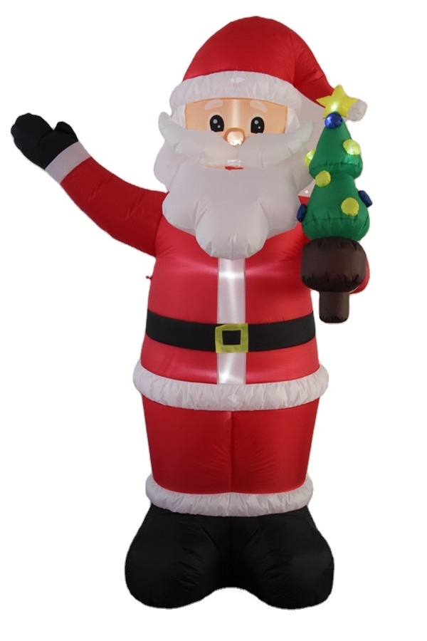 8FT Inflatable  christmas  santa hold a small tree for yard decoration