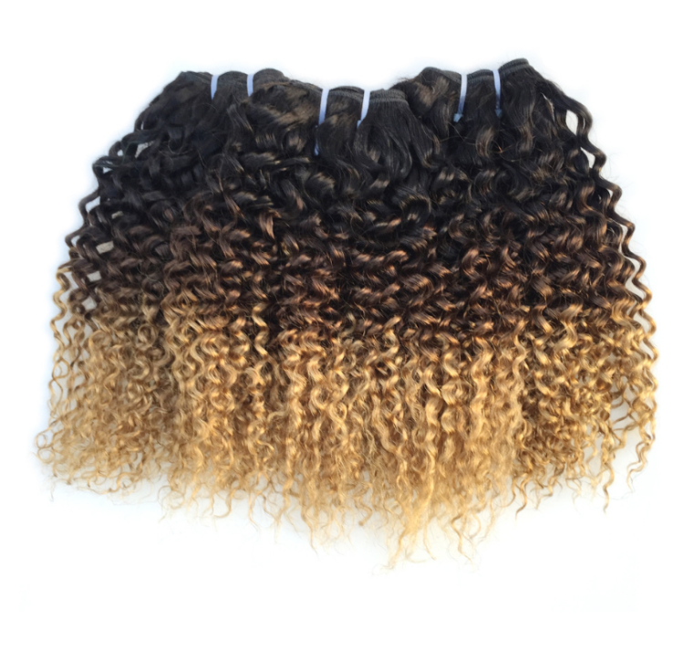 Brazilian Ombre 1B 4 27 Color kinky curl Braiding Human Hair/brazilian curly blonde hair/eurasian virgin blonde hair