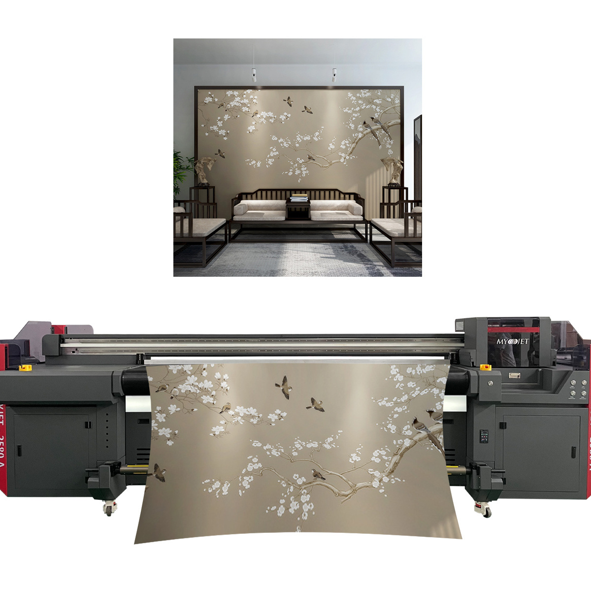 Myjet 2580 UV Printer Large Format Hybrid 2.5m Led Uv Flatbed Roll To Roll Printer For Glass Acrylic Printing Machine