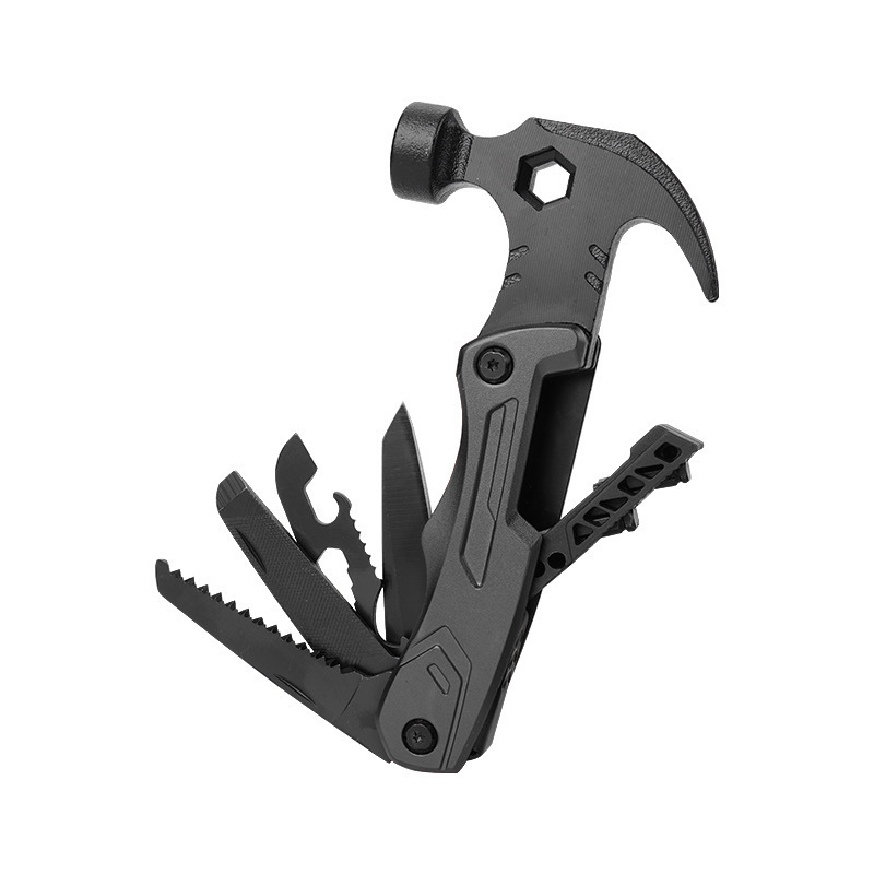 Black Multifunctional Wrench Hammer with Stainless Steel Folding Knife  Premium Quality Versatile Tool for Outdoor Adventures