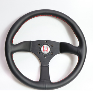 MOMO H Tag Steering Wheel 14 350MM Sports For Honda Universal Artificial Leather Car JDM SIM Racing Black White Horn Cover