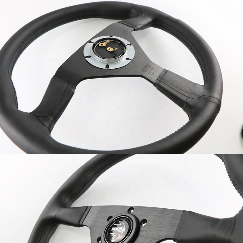 MOMO 14'' Steering Wheel 350MM Artificial Leather Sports Car JDM SIM Racing Red Yellow Gray Horn Button Universal