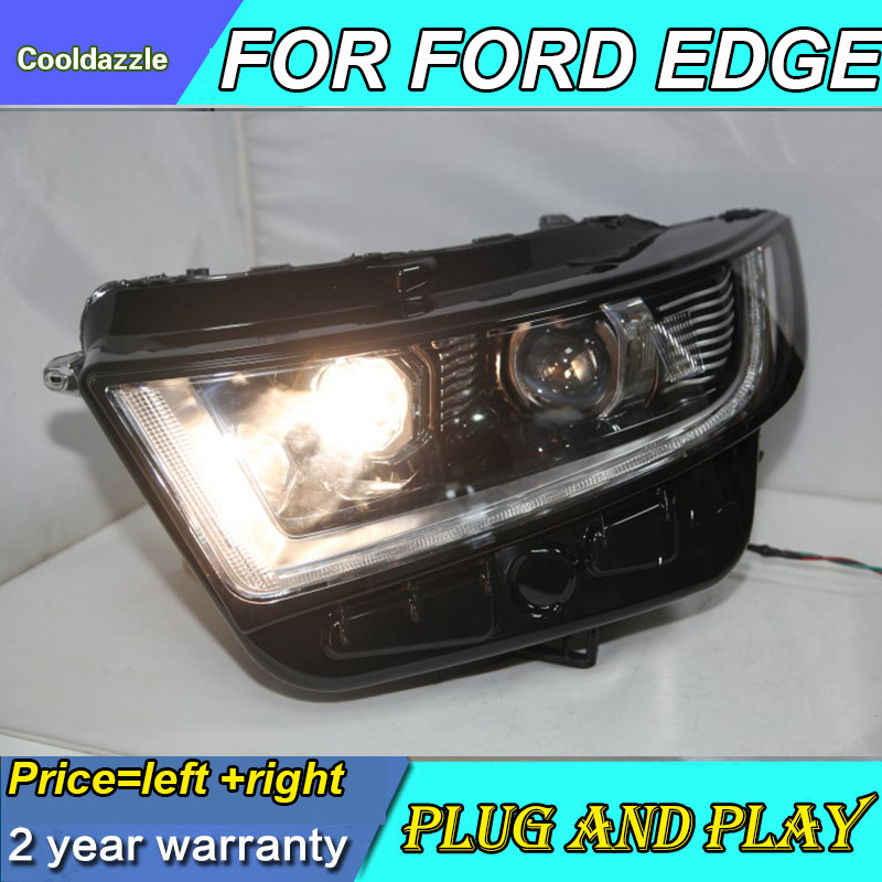 For FORD For Edge Front Lamps LED Head Light 2015 2016 Year Black Housing With Moving Dynamic LED Turning Light With DRL