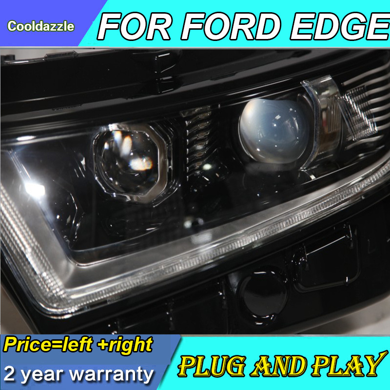 For FORD For Edge Front Lamps LED Head Light 2015 2016 Year Black Housing With Moving Dynamic LED Turning Light With DRL